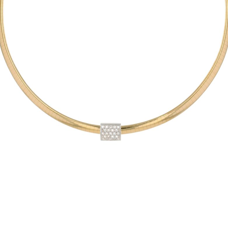 Collier maille oméga diamants 0.34 carat 2 ors 27.78g Comme neuf -  reconditionné disponible sur Gemme Les Bijoux